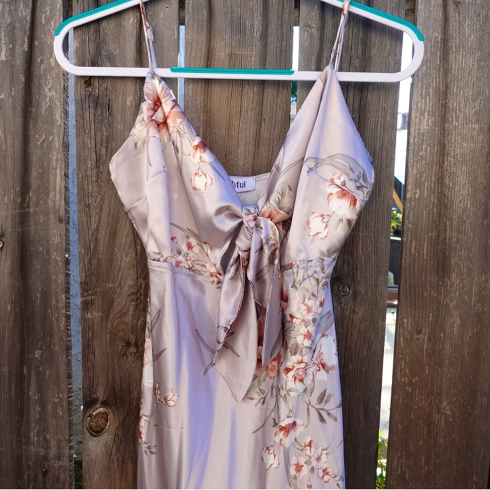 Lavender Satin Floral Dress